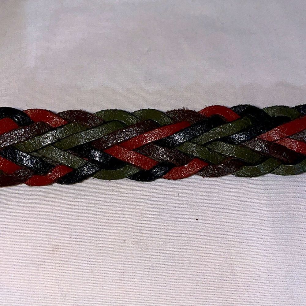 Multi colored braided thin leather belt - Picture 3 of 4